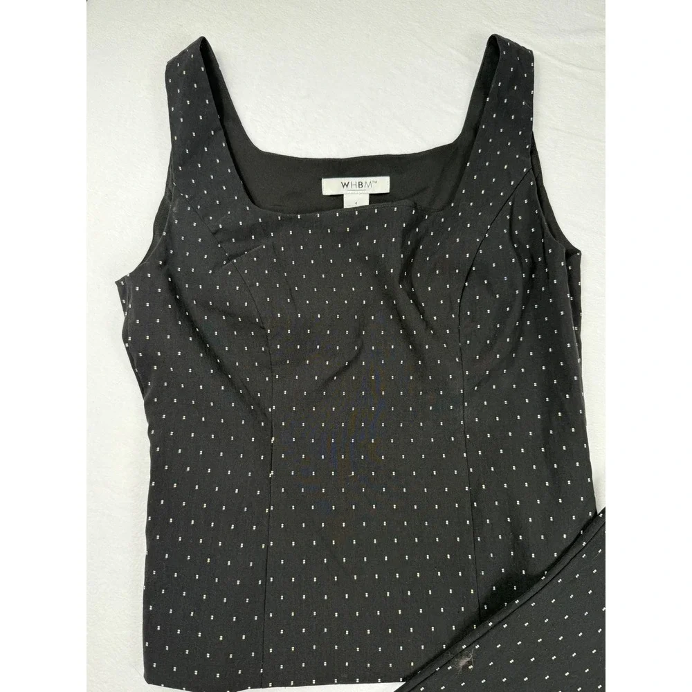 WHBM 2-Piece Pant Set Size 2/4 Black Metallic Dot Dark Academia Minimalist